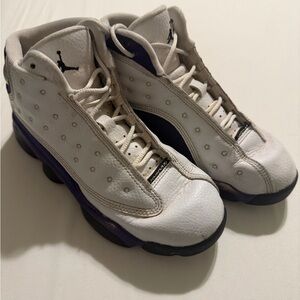 Jordan Kids White and Purple Sneakers